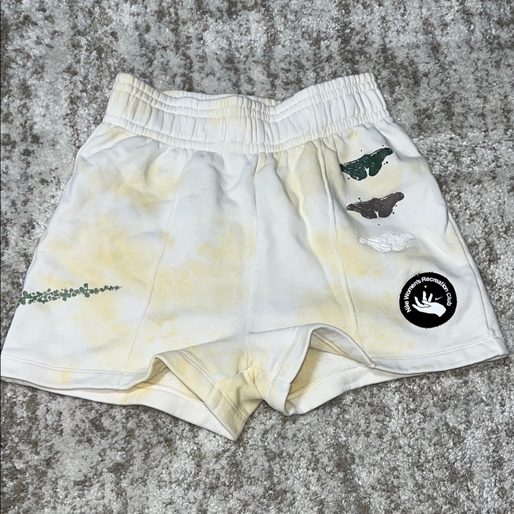 Nike White and Green Athletic Shorts